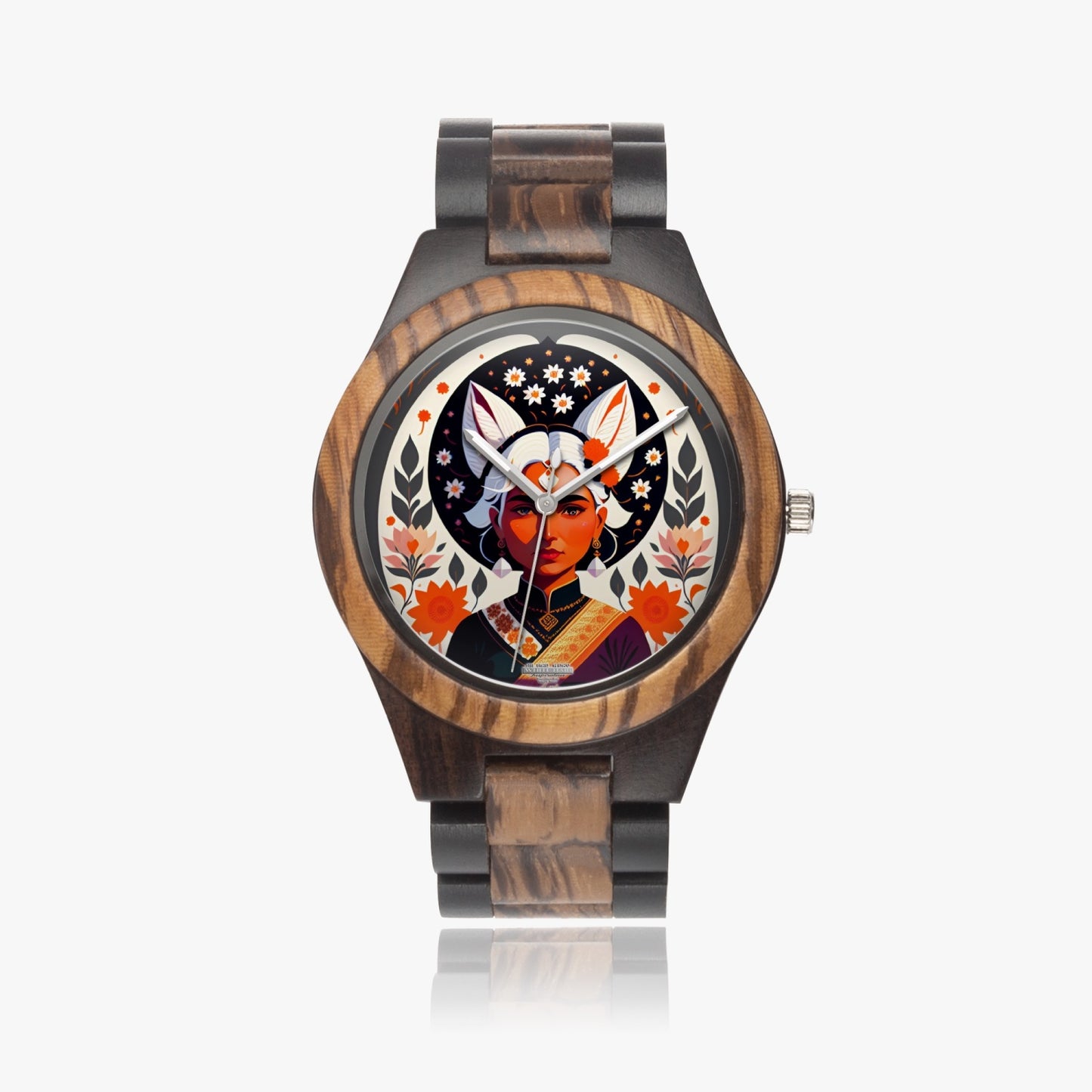 Indian silverfox Ebony Wooden Watch