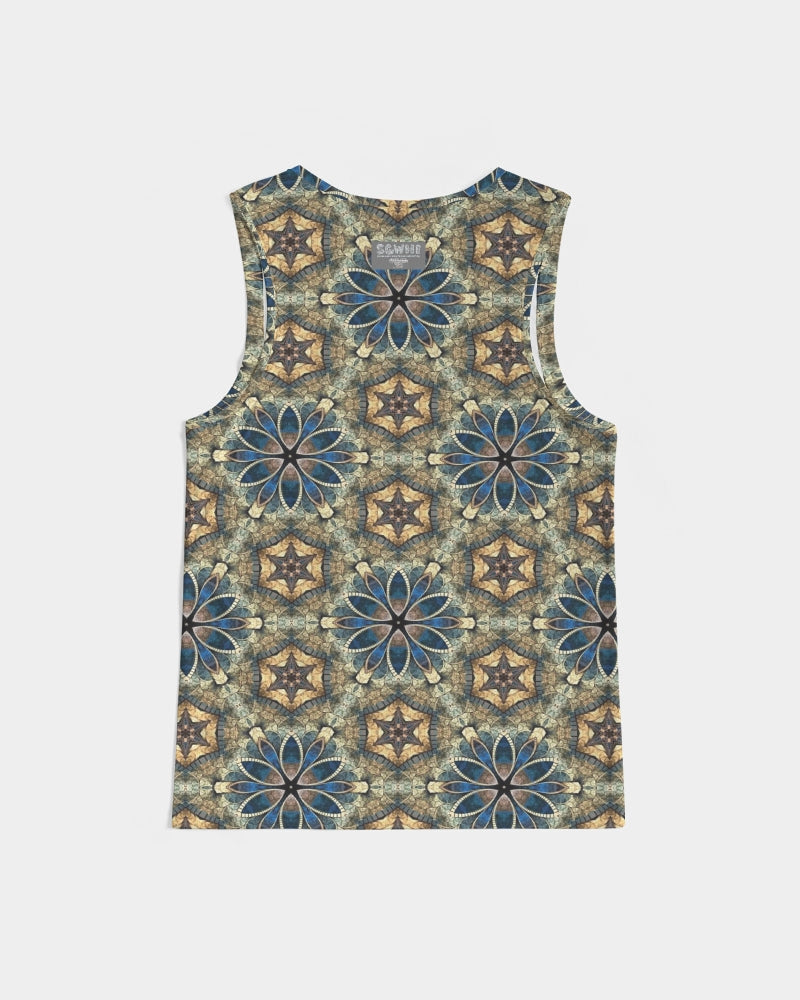 Green & Dark Blue almost star pattern. Men's All-Over Print Sport Tank