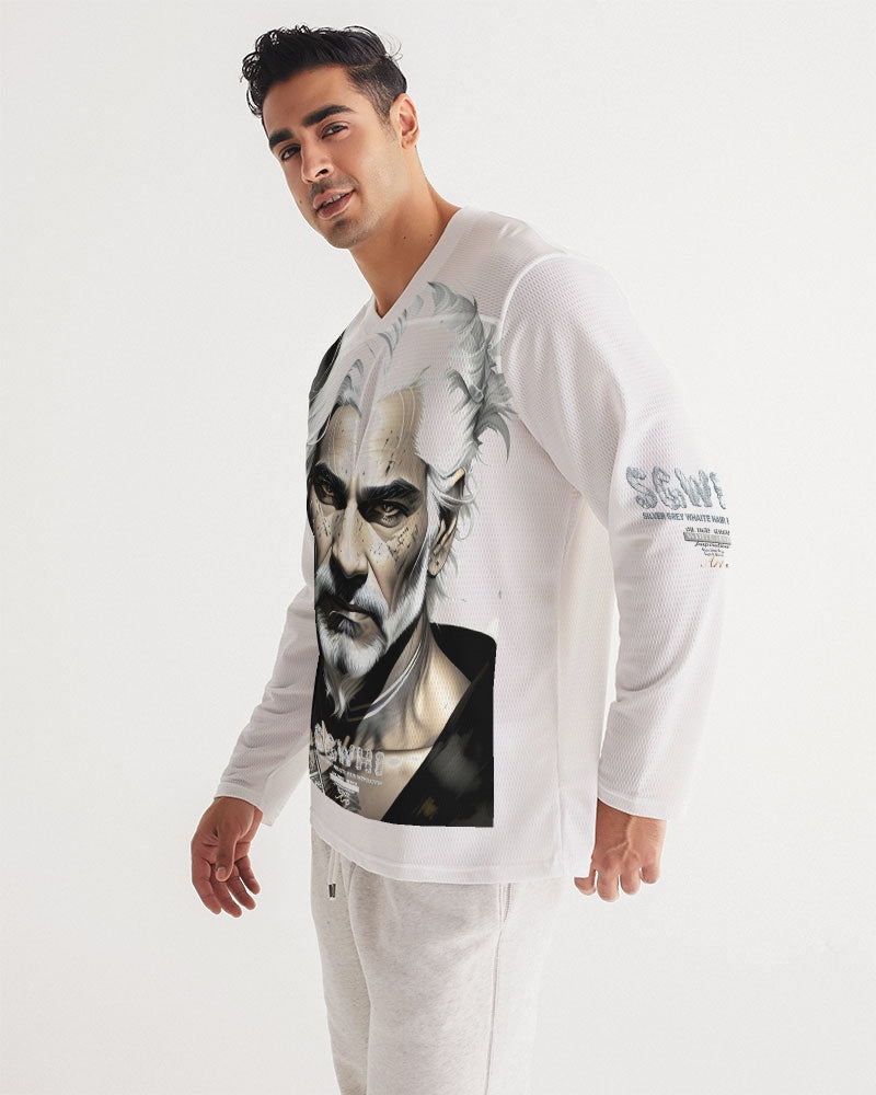 Handsome Silver grey Indian ink Portrait Men's All-Over Print Long Sleeve Sports Jersey