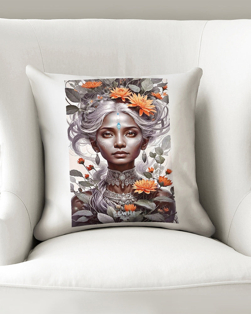 Blossom Indian grey sister Throw Pillow Case 16"x16"