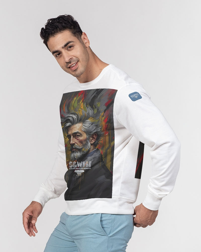 White Knight, Men's All-Over Print Classic French Terry Crewneck Pullover