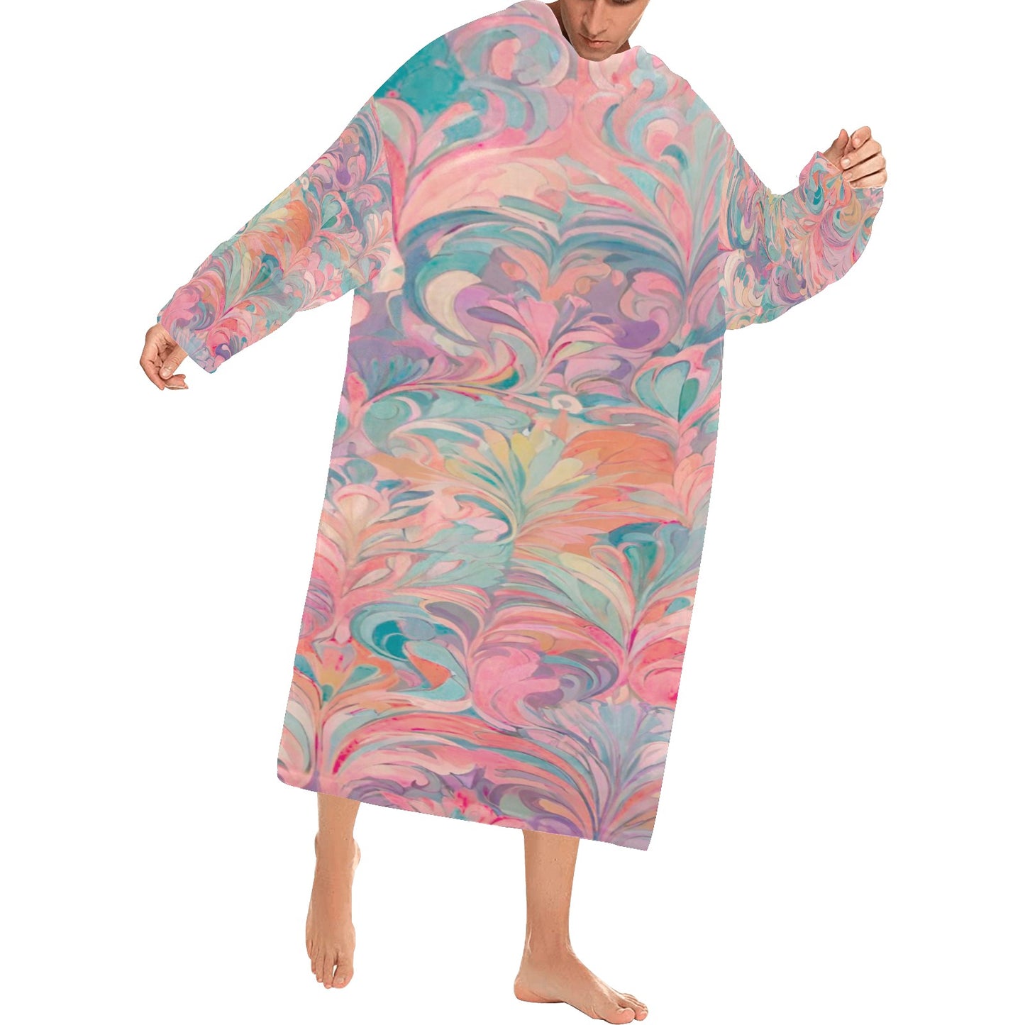 Blanket Robe with Sleeves for Adults