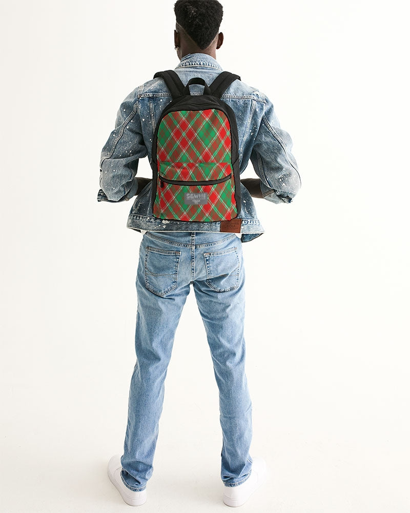 Red & Green cross pattern Small Canvas Backpack