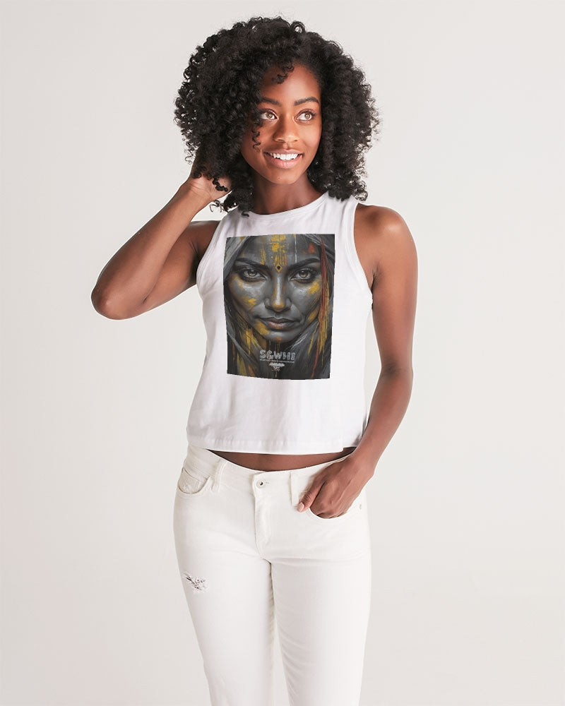 South Asian silver grey white hair sisters portrait [3] Women's All-Over Print Cropped Tank