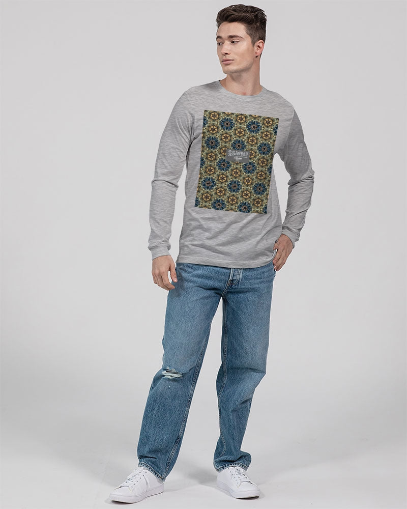 Green & Dark Blue almost star pattern. Unisex Jersey Long Sleeve Tee | Bella + Canvas