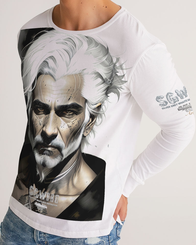 Handsome Silver grey Indian ink Portrait Men's All-Over Print Long Sleeve Tee