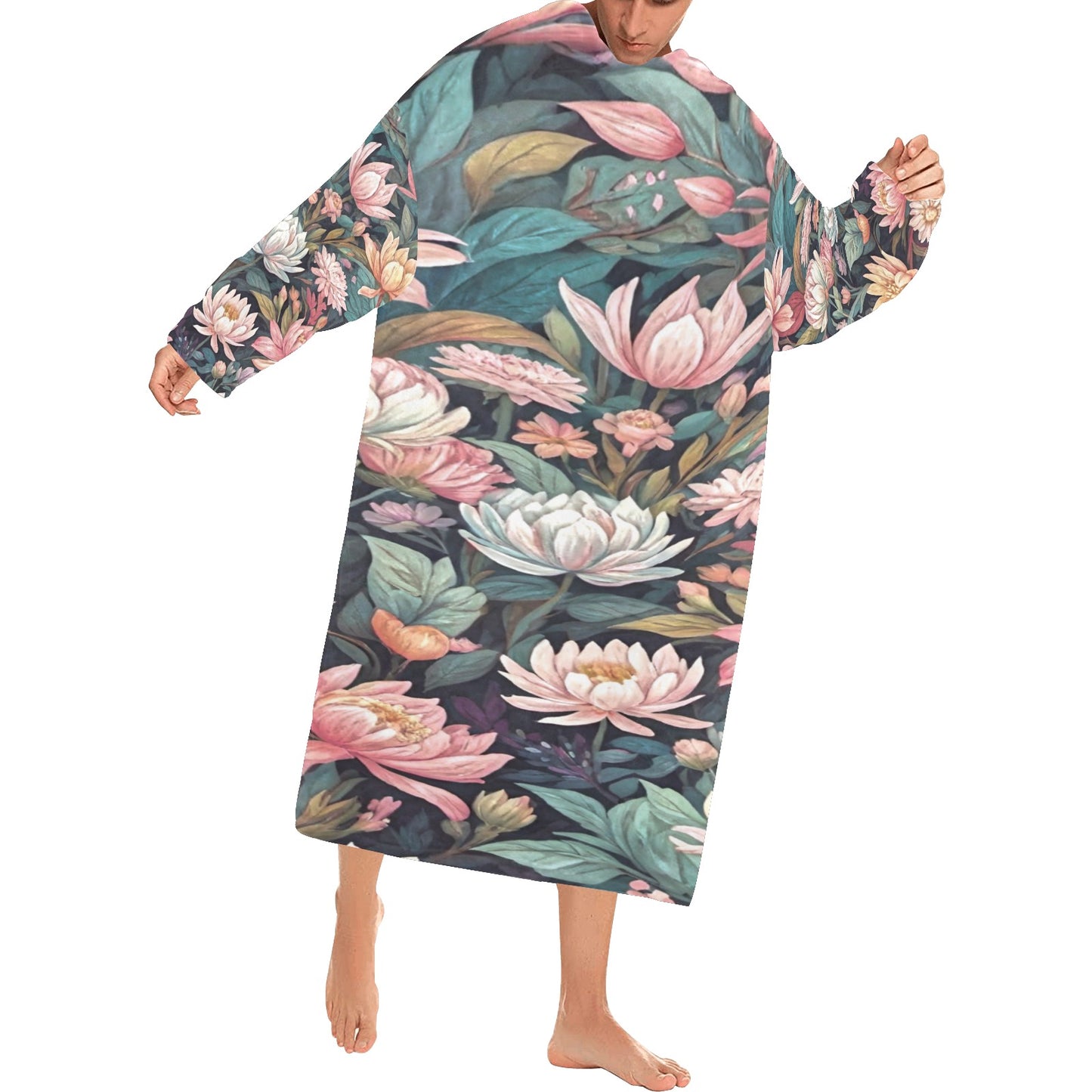 Blanket Robe with Sleeves for Adults