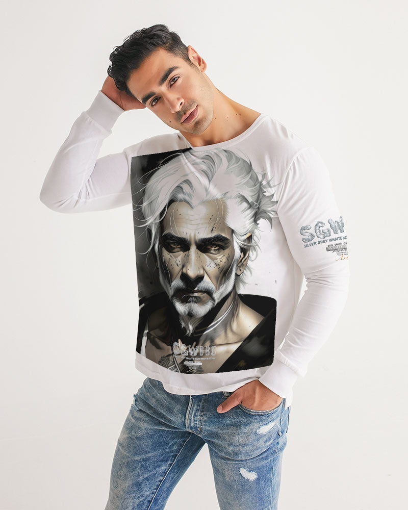 Handsome Silver grey Indian ink Portrait Men's All-Over Print Long Sleeve Tee