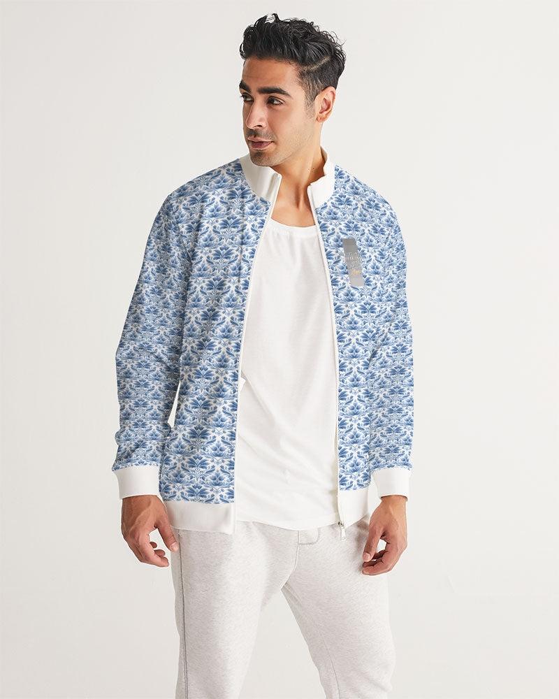 light blue Royal patten  Men's All-Over Print Track Jacket