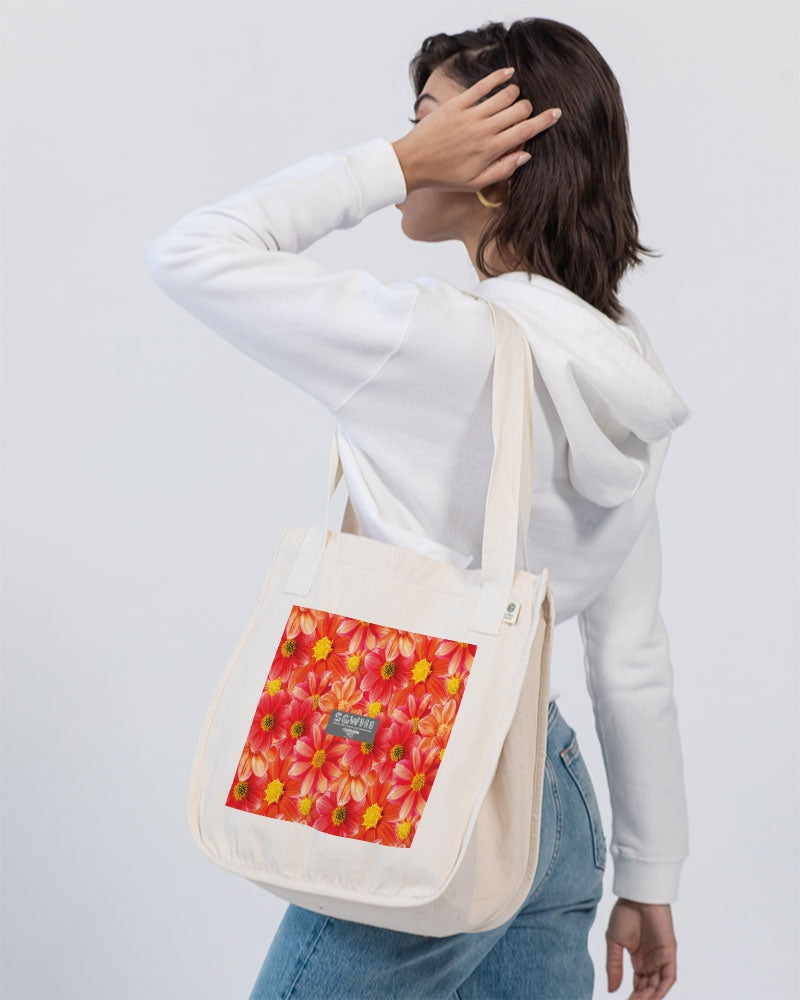 Beautiful blood orange flower design Organic Cotton Canvas Market Tote | Econscious