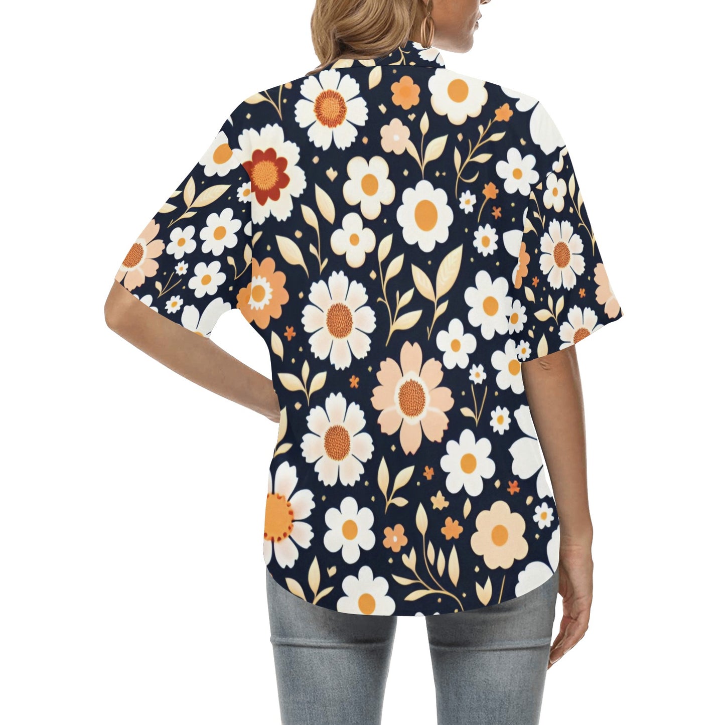 All Over Print Hawaiian Daisy Shirt for Women (T58)