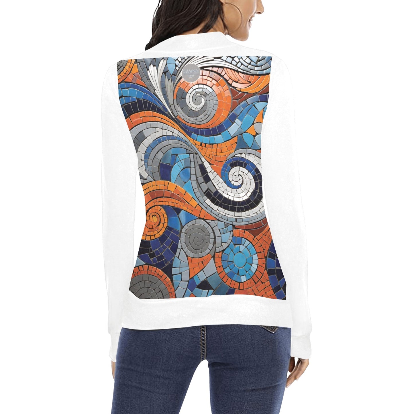 Women's All Over Print Mock Neck Sweater (H43)