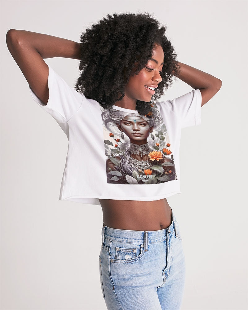 Blossom Indian Grey sister Women's All-Over Print Lounge Cropped Tee