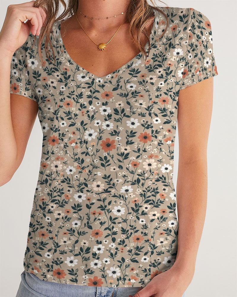 Busy and pretty Women's All-Over Print V-Neck Tee