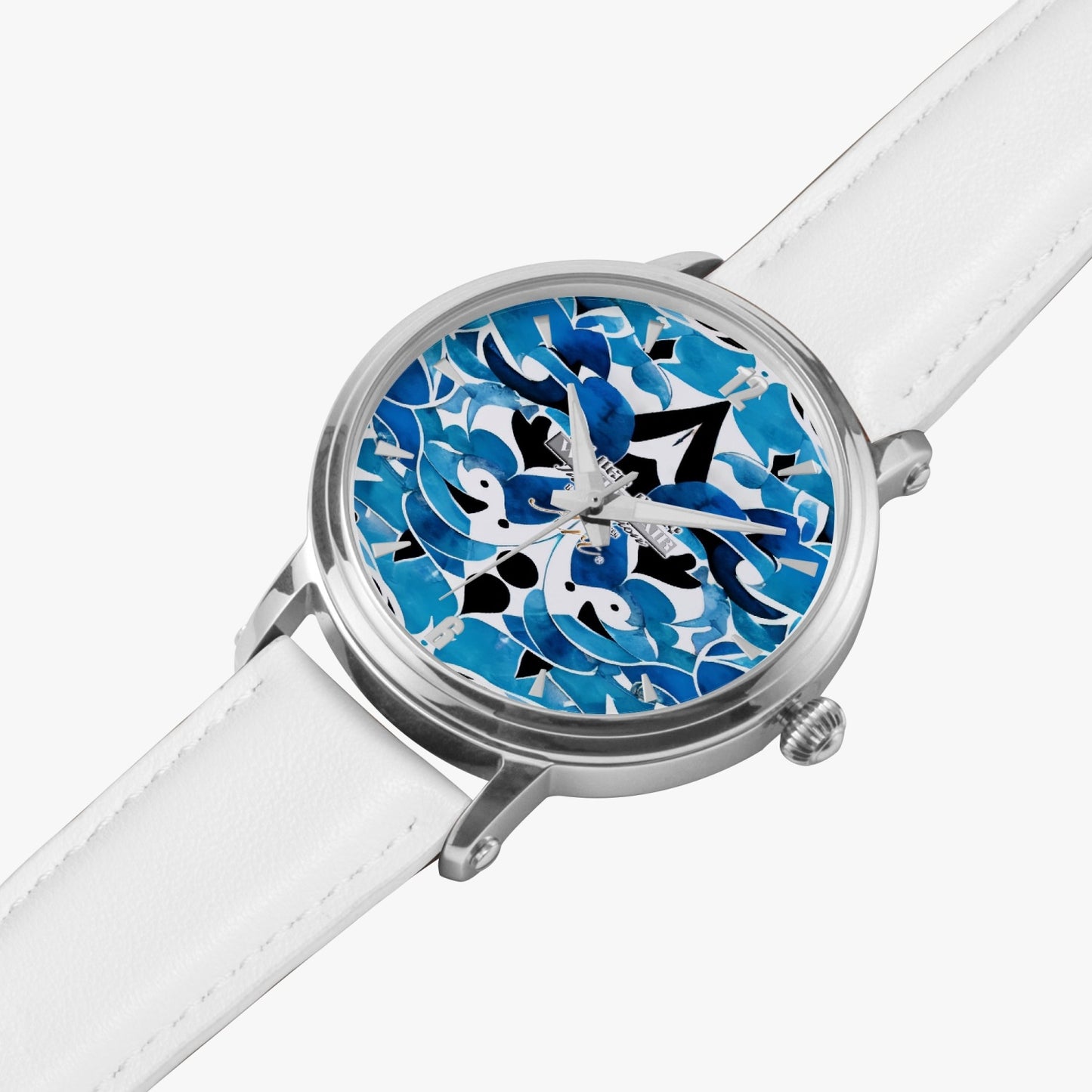 Silver grey white hair inspiration abstract pattern 46mm Unisex Automatic Watch (Silver)