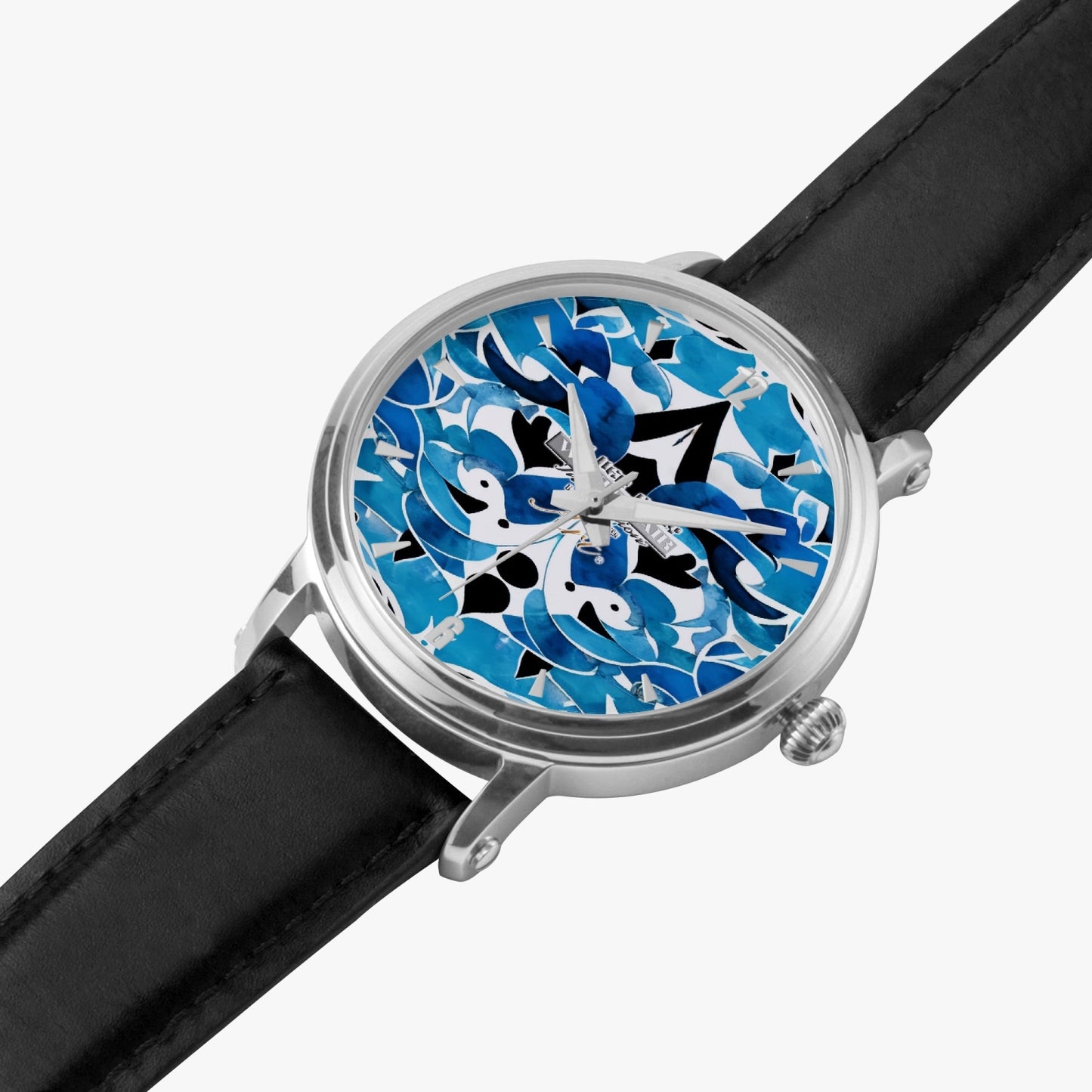 Silver grey white hair inspiration abstract pattern 46mm Unisex Automatic Watch (Silver)