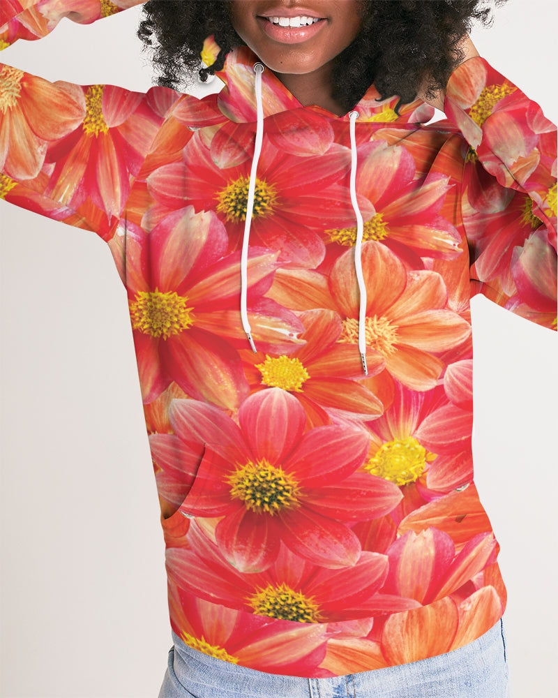 Beautiful blood orange flower design Women's All-Over Print Hoodie