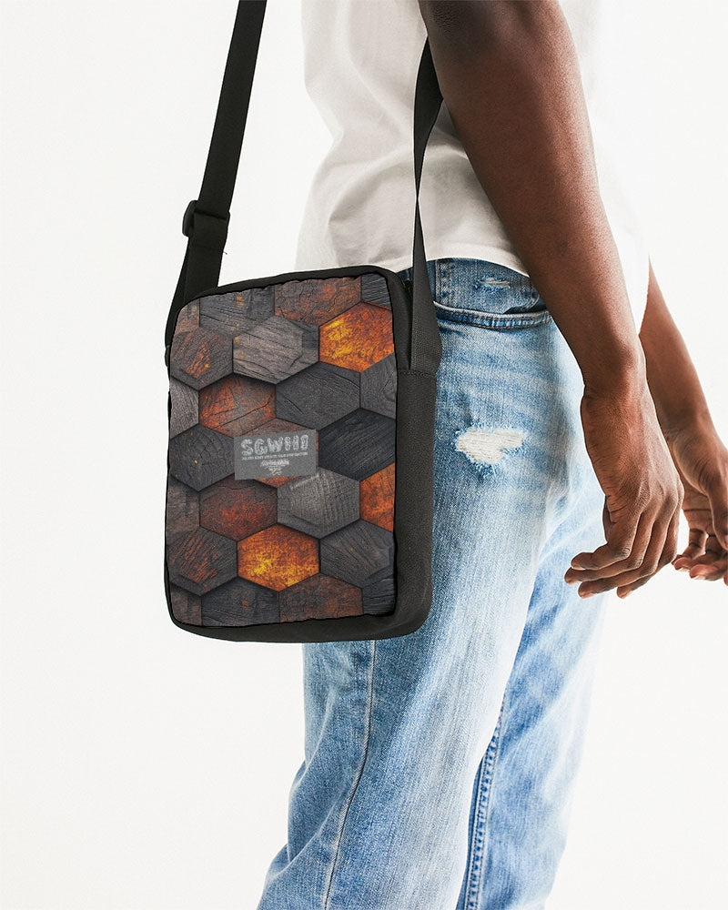 Cool stone hexagon patten 3D Messenger Pouch