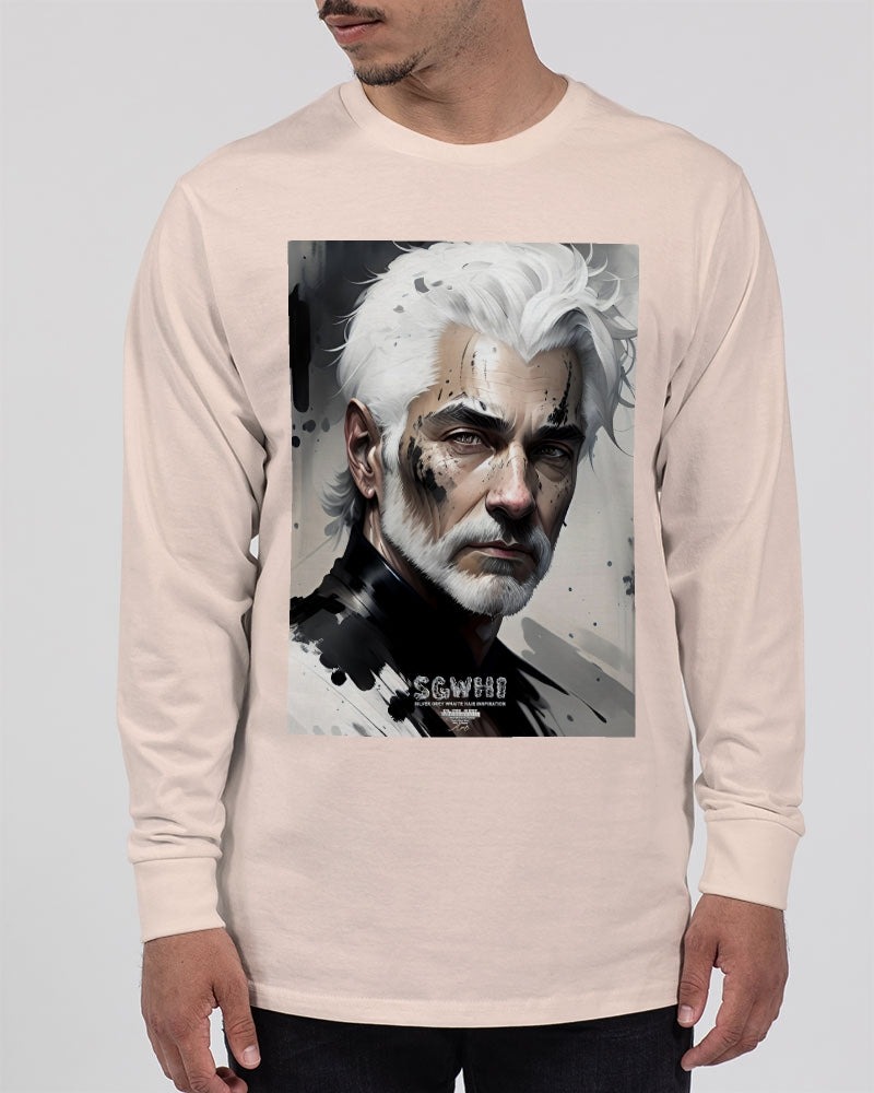 White silver grey fox King Unisex Long Sleeve Tee | Lane Seven