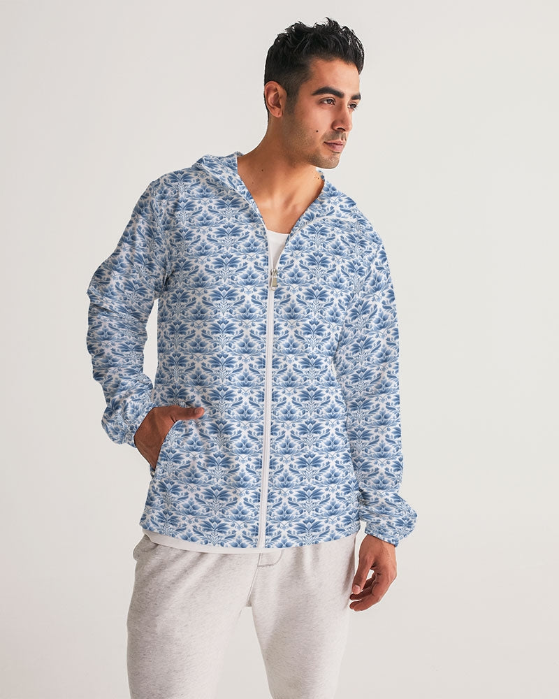 light blue Royal patten  Men's All-Over Print Windbreaker