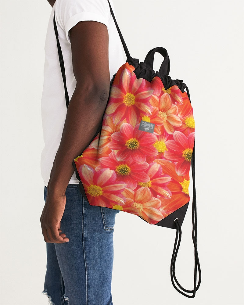 Beautiful blood orange flower design Canvas Drawstring Bag