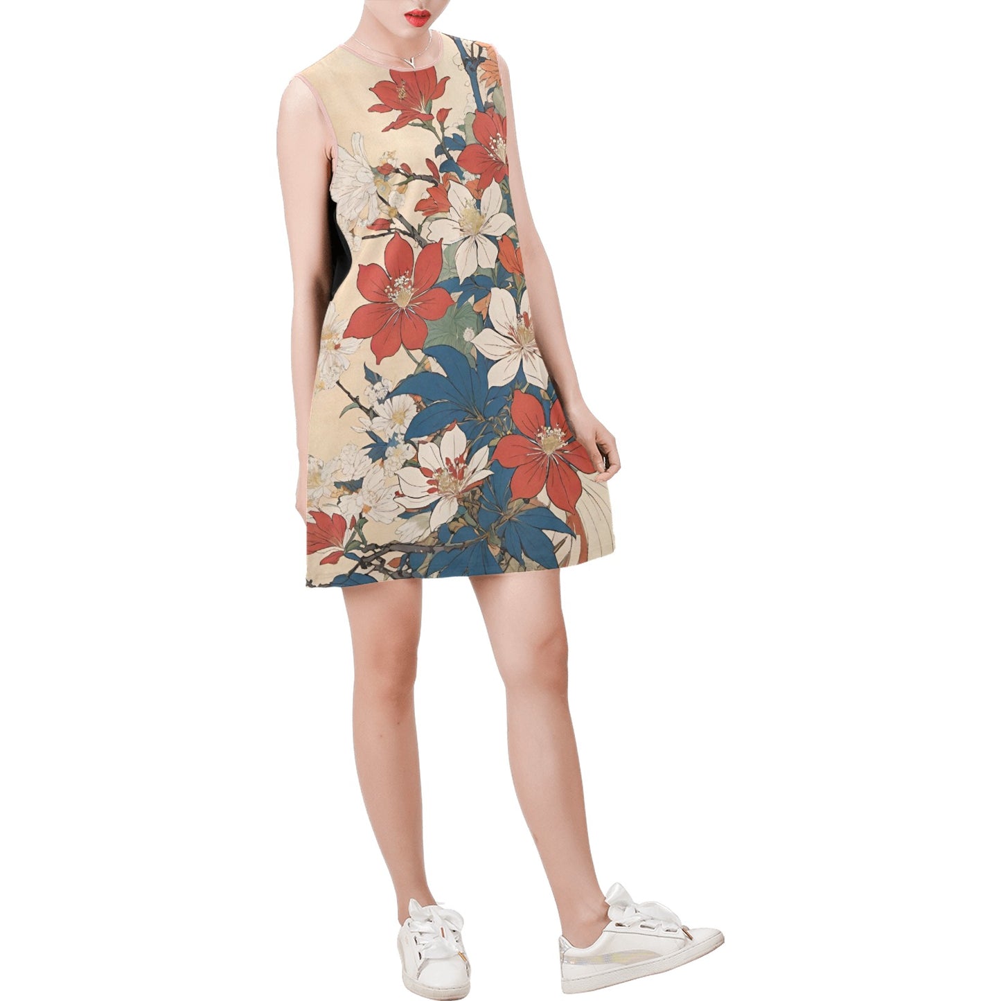 Sleeveless Round Neck Shift Dress (Model D51)