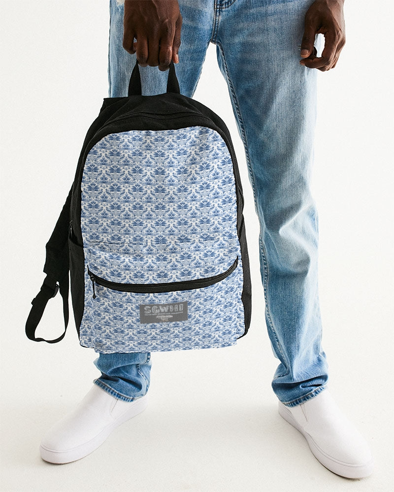 light blue Royal patten  Small Canvas Backpack