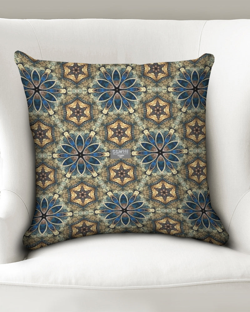 Green & Dark Blue almost star pattern. Throw Pillow Case 18"x18"