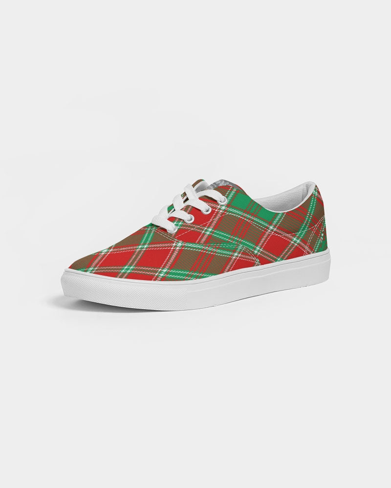 Red & Green cross pattern Men's Lace Up Canvas Shoe