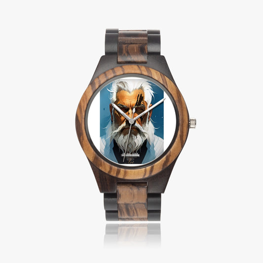 Silver bearded warrior Indian Ebony Wooden Watch