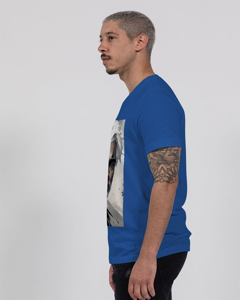 White silver grey fox King Unisex Jersey V-Neck Tee | Bella + Canvas