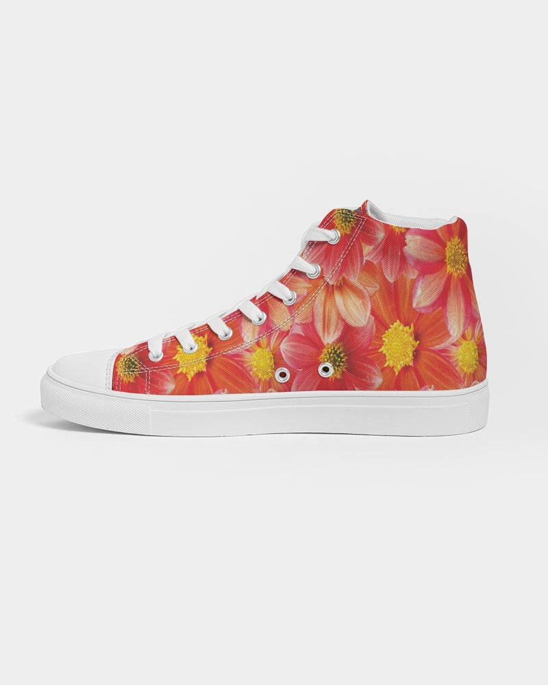 Beautiful blood orange flower design Women's Hightop Canvas Shoe