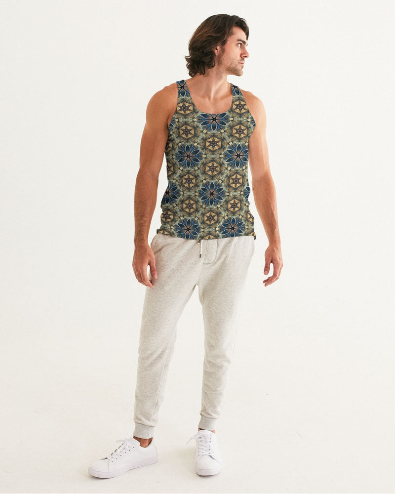 Green & Dark Blue almost star pattern. Men's All-Over Print Tank