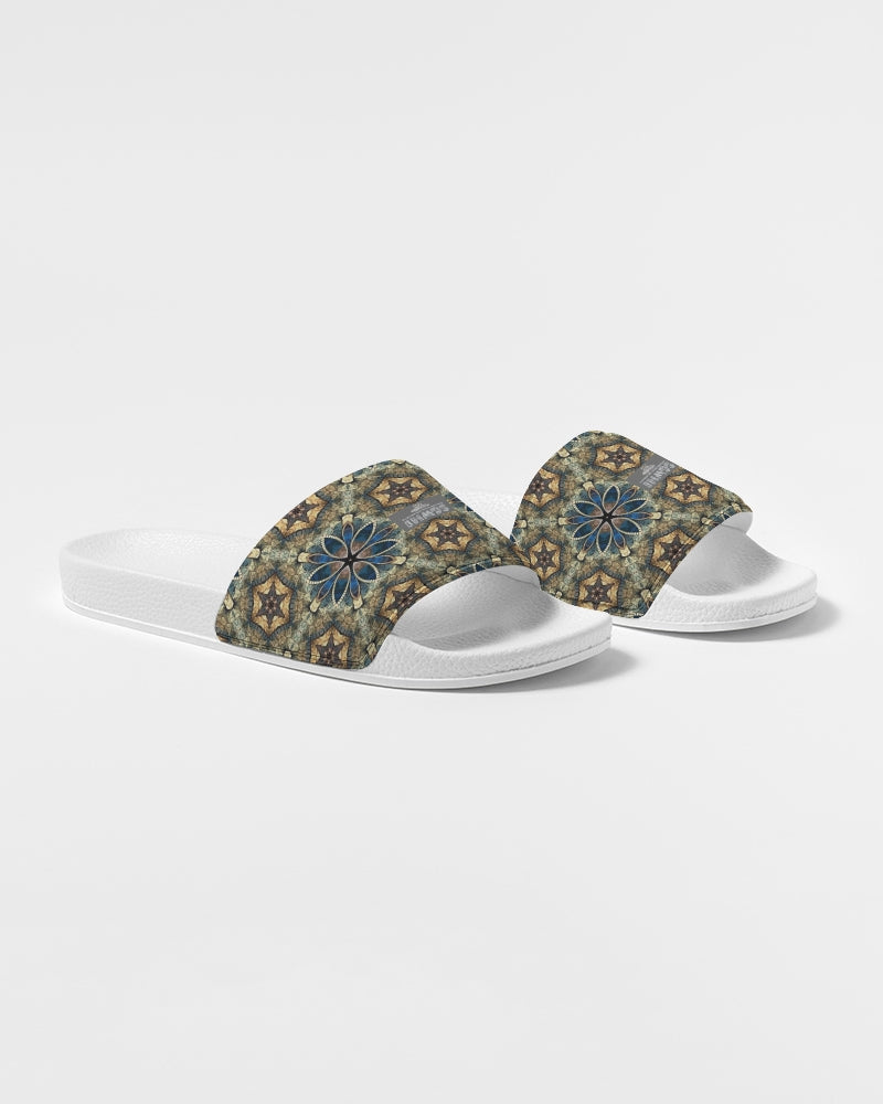 Green & Dark Blue almost star pattern. Men's Slide Sandal