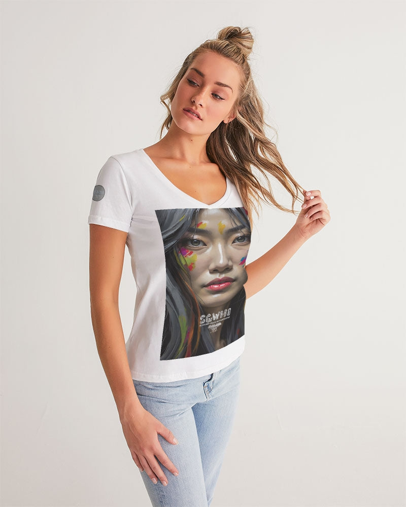 Asian Collection (Part 2 ) Women's All-Over Print V-Neck Tee