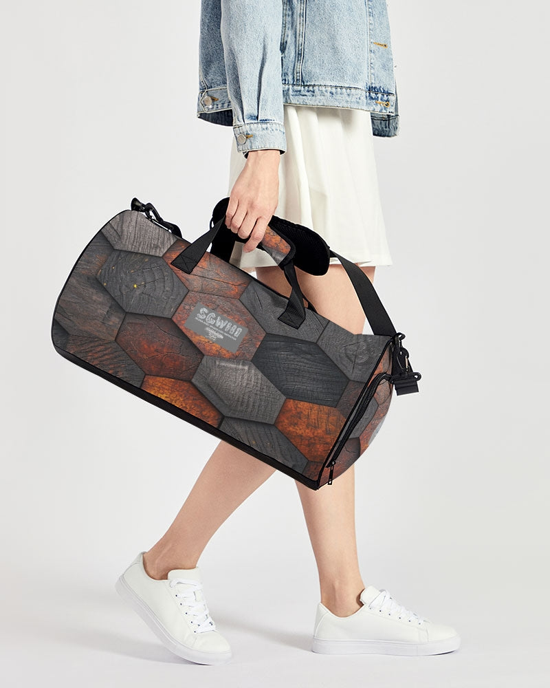 Cool stone hexagon patten 3D Sports Duffle Bag