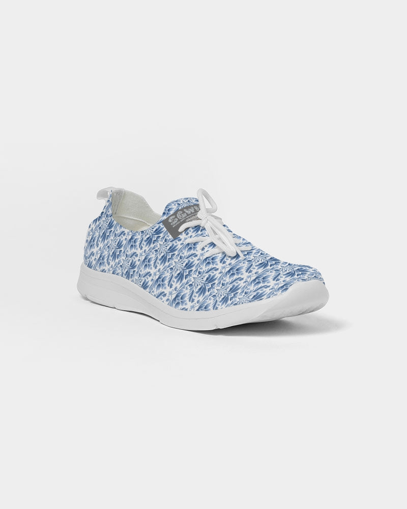 light blue Royal patten  Men's Lace Up Flyknit Shoe