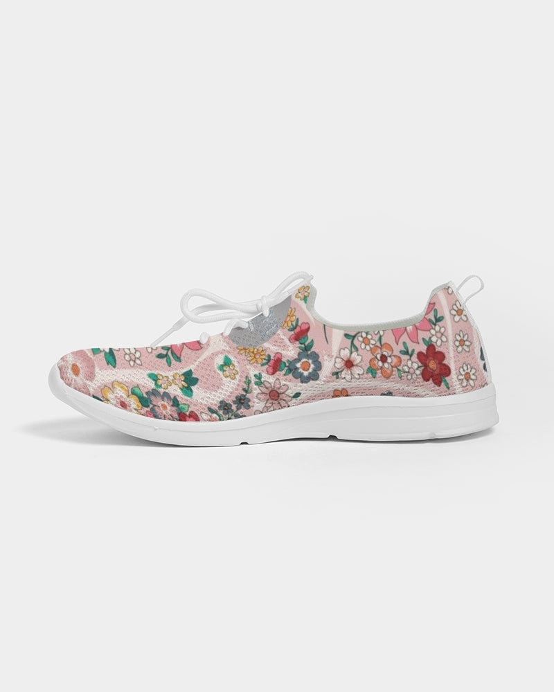 Pink abstract Pretty Sisters Women's Lace Up Flyknit Shoe