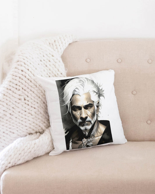 Handsome Silver grey Indian ink Portrait Throw Pillow Case 16"x16"