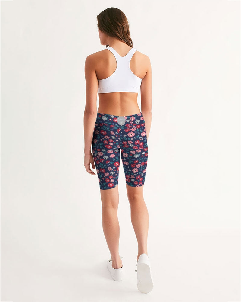 Midnight blue pretty glance.  Women's All-Over Print Mid-Rise Bike Shorts