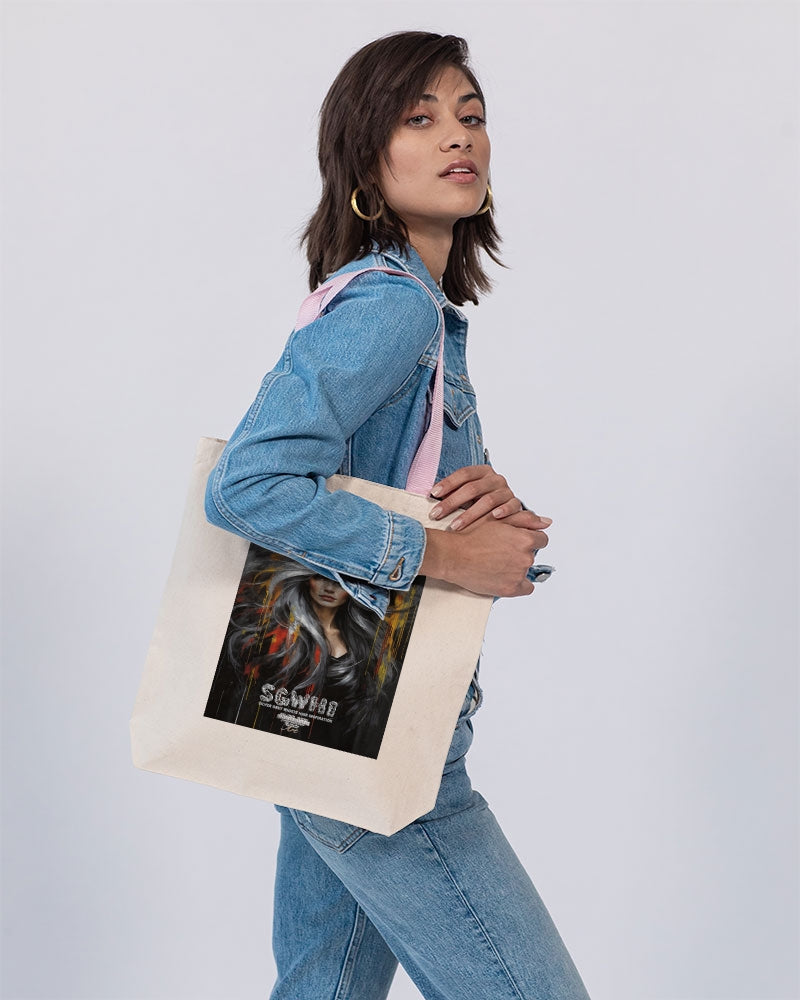 Beautiful white Sister [Part two collection] Canvas Tote with Contrast-Color Handles | Q-Tees