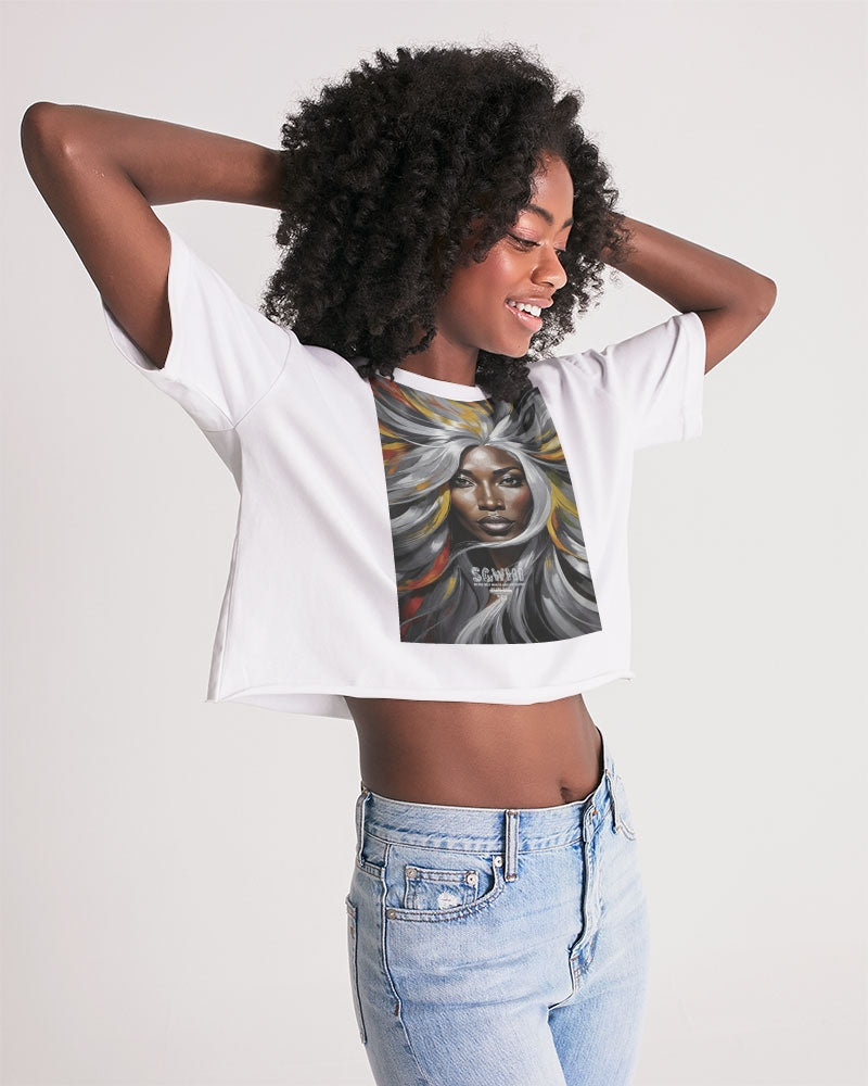 Black Sister Collection [Part 1 ] Women's All-Over Print Lounge Cropped Tee