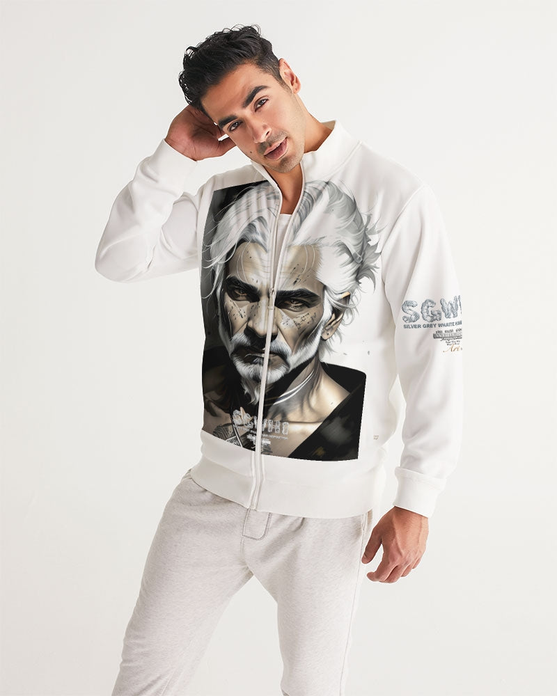 Handsome Silver grey Indian ink Portrait Men's All-Over Print Track Jacket