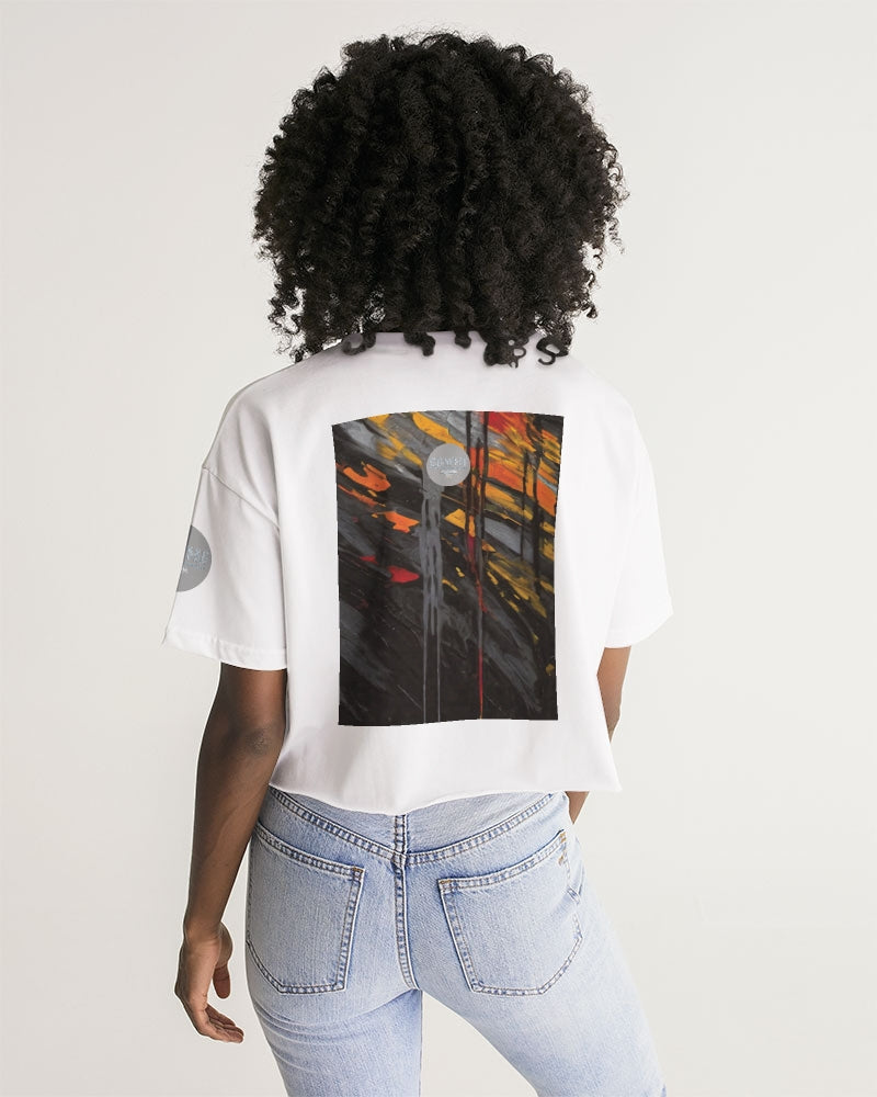 Beautiful white Sister [Part two collection] Women's All-Over Print Lounge Cropped Tee