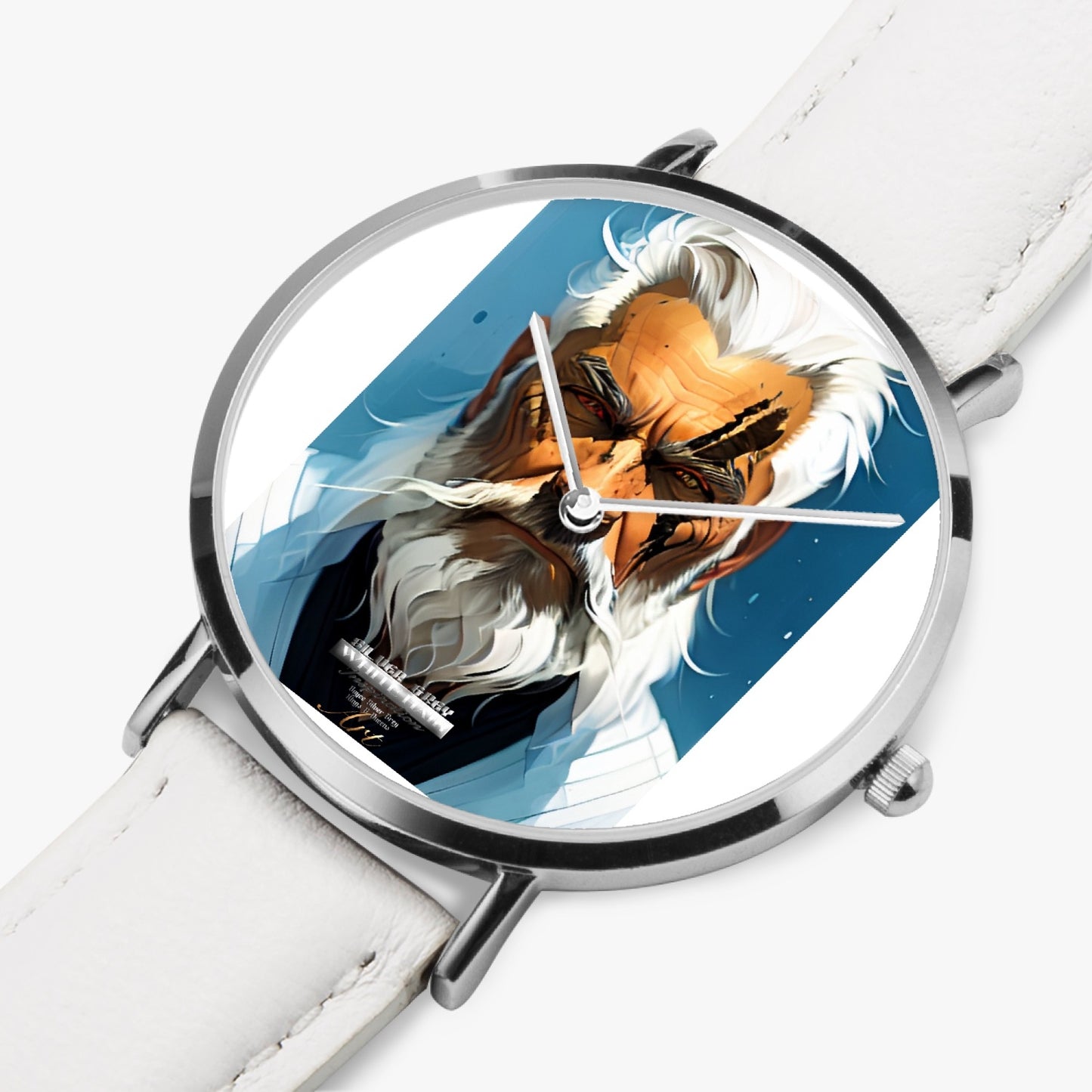 Silver bearded warrior. Hot Selling Ultra-Thin Leather Strap Quartz Watch (Silver)