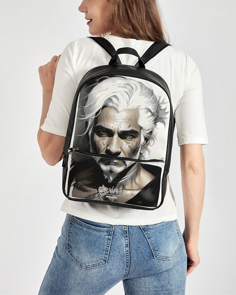 Handsome Silver grey Indian ink Portrait Classic Faux Leather Backpack