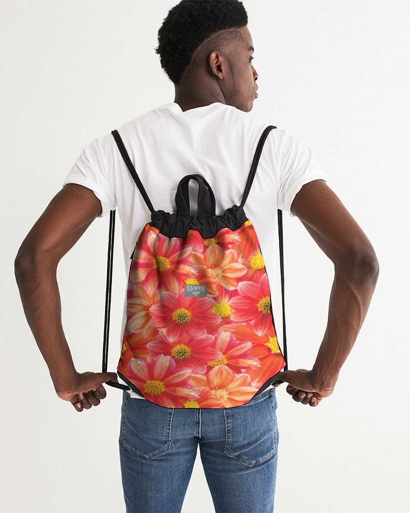 Beautiful blood orange flower design Canvas Drawstring Bag