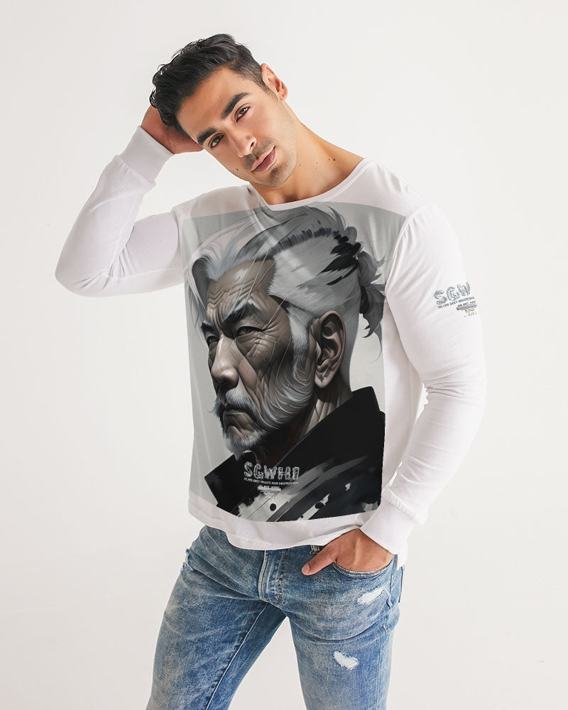 Handsome Asian brother pink painted portrait Men's All-Over Print Long Sleeve Tee