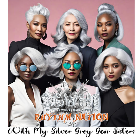 With my silver grey hair sisters