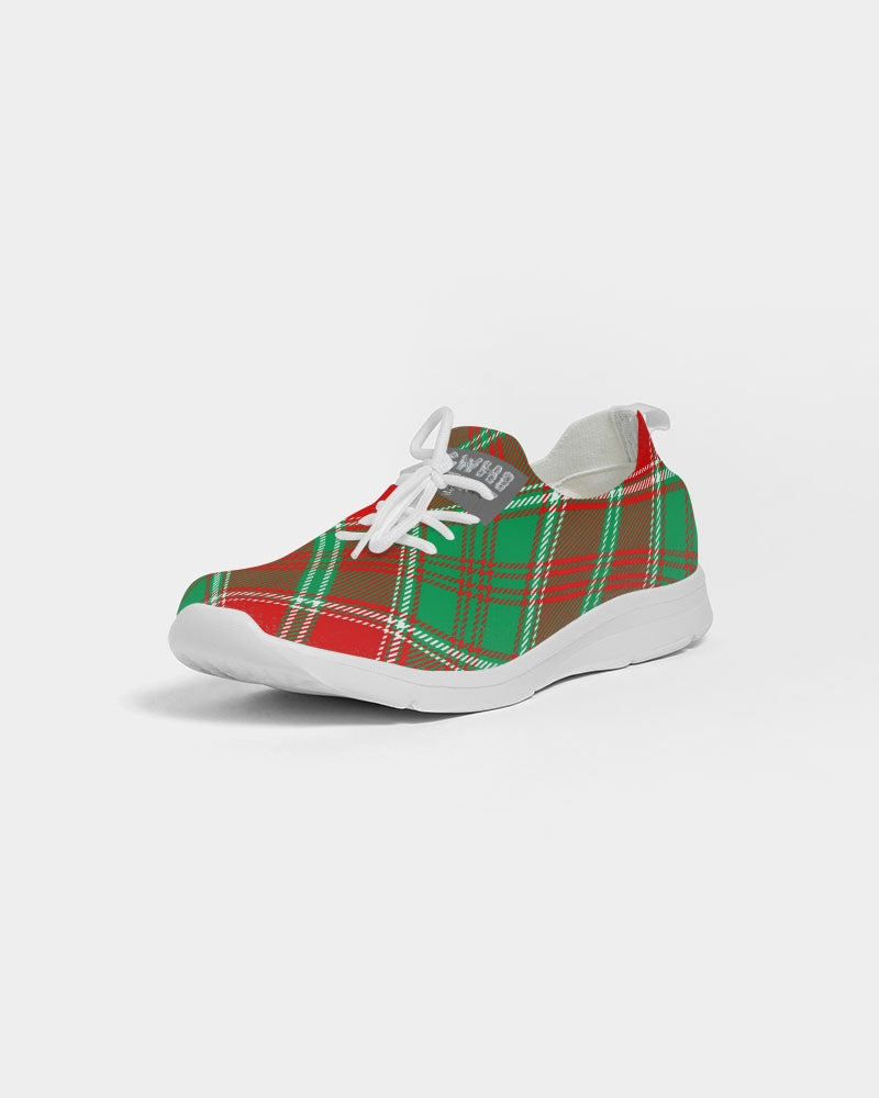 Red & Green cross pattern Men's Lace Up Flyknit Shoe